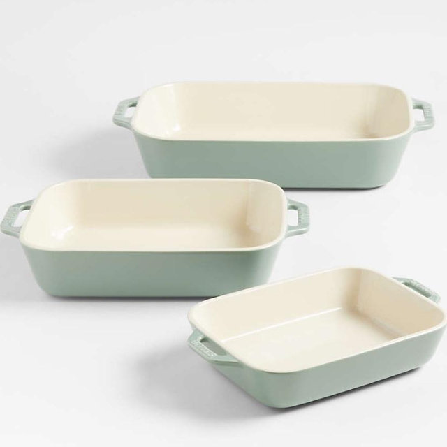 Staub ® 3-Piece Eucalyptus Green Ceramic Baking Dish Set