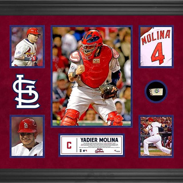 Yadier Molina St. Louis Cardinals Framed 5-Photo Collage with Piece of Game-Used Ball - MLB Player Plaques and Collages