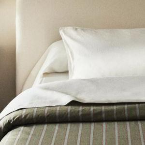 Striped Percale Duvet Olive Queen