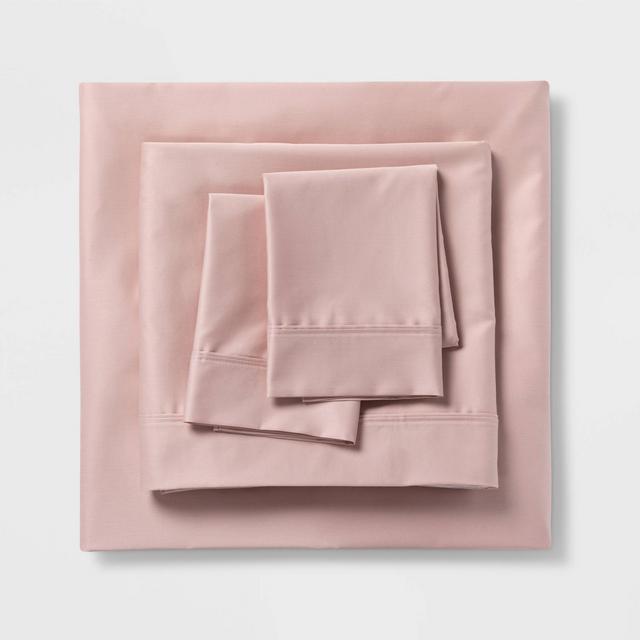 Queen 500 Thread Count Tri-Ease Solid Sheet Set Blush - Threshold™