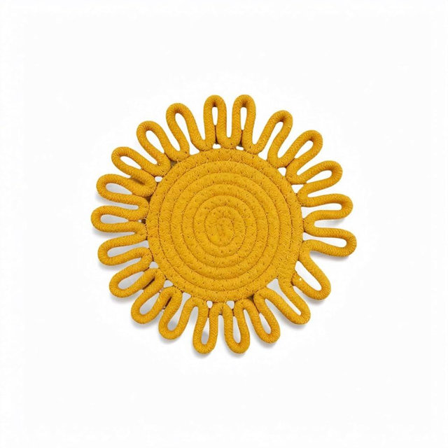 Cotton Trivets for Hot Dishes, Sunflower Design, Yellow, Heat Resistant Pot Holders, Farmhouse Kitchen Decor, Round, 7.2 Inch, 2 Pack