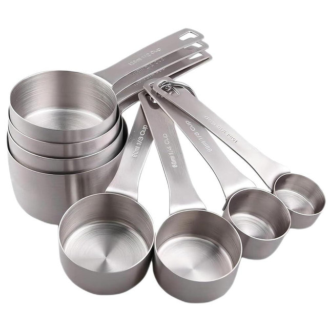Viwehots 18/8 Stainless Steel Measuring Cups Set, 8 Dry & Liquid Metric & US Measurement Cups for Kitchen & Baking, Heavy Duty Measuring Tools with 1/16,1/8,1/4,1/3,1/2,2/3,3/4 &1 Cup