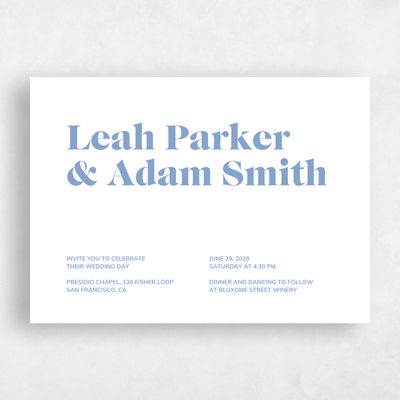 Dusty Blue Wedding Invitation - Everett Landscape Letterpress