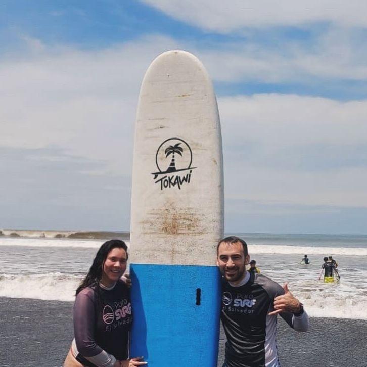 Surfing in Puro Surf, El Salvador