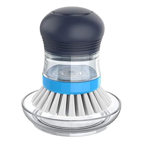 MR.SIGA Soap Dispensing Palm Brush Storage Set, Kitchen Brush with Holder for Pot Pan Sink Cleaning