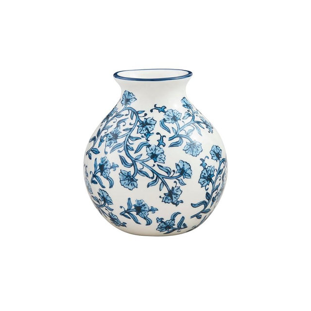 Mud Pie Cflwr Block Print Flower Vase, 7" x 6"