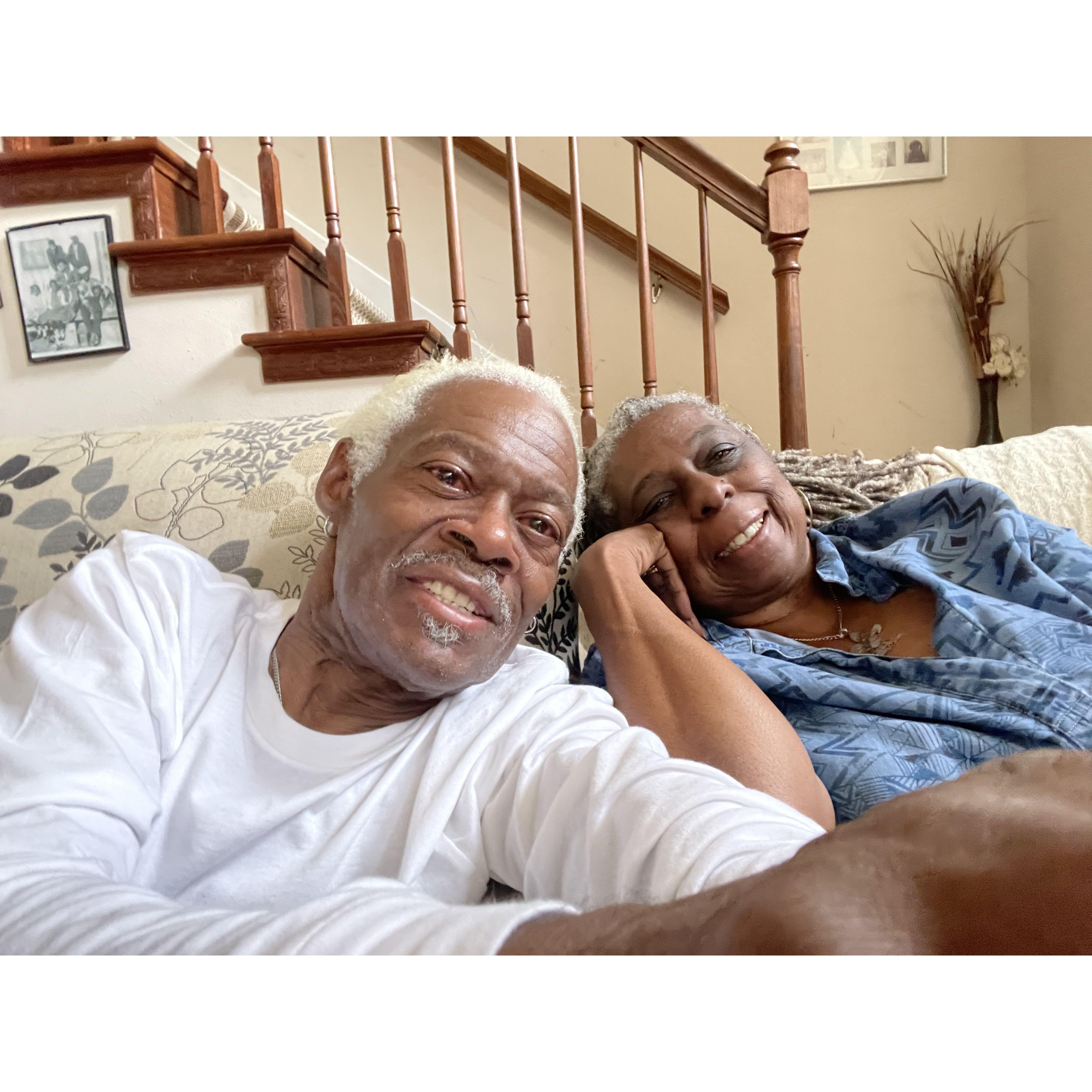 Relaxing at home in our favorite chairs!