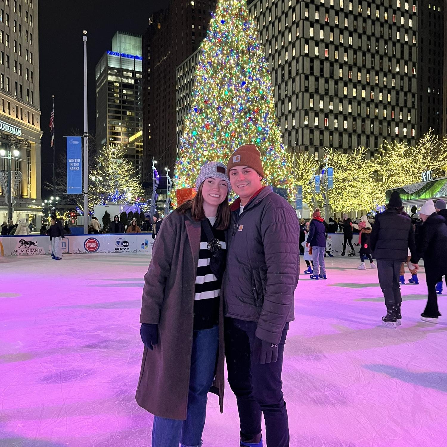 Our favorite holiday date - ice skating and playing puck-putt at Campus Martius