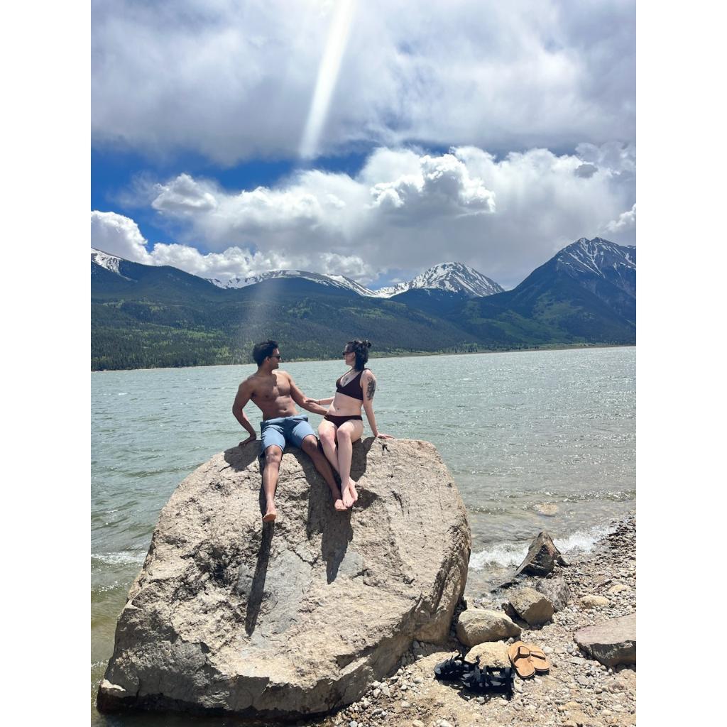 In front of the 14er, Mt. Elbert - Colorado's tallest mountain! Vikram has since hiked it :)