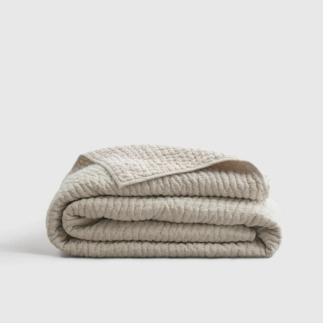 European Linen Cotton Stitch Quilt - Natural