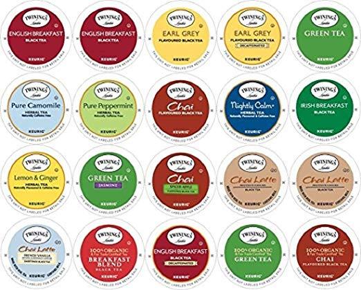 Twinings Tea Sampler Keurig K Cups (20 Count) with 10 Honey Sticks