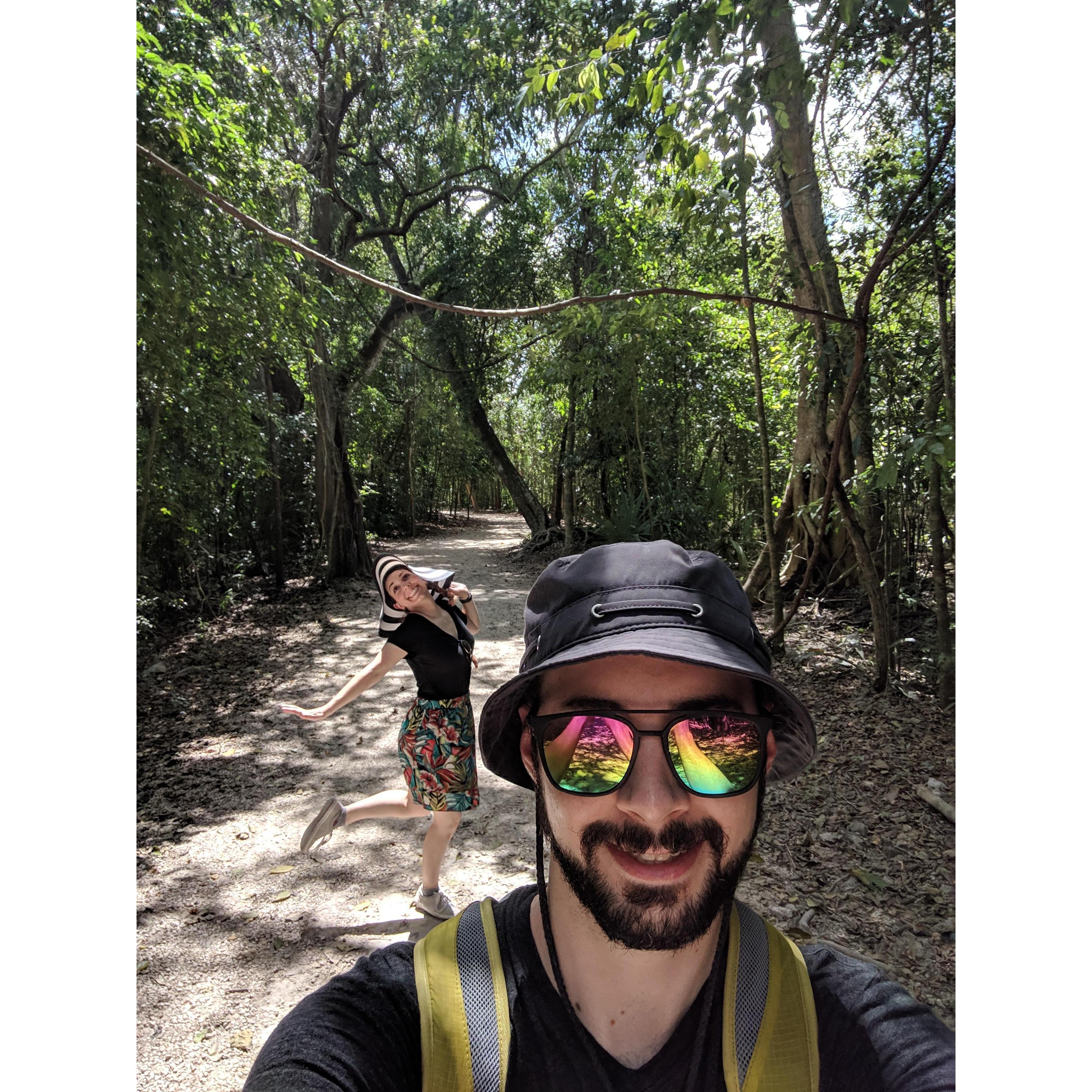 Walking around Mayan Ruins at Coba, Mexico