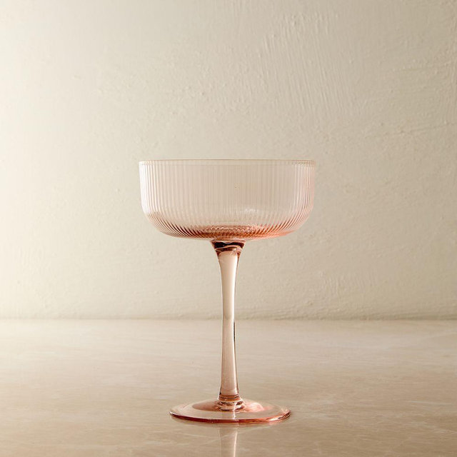 Fluted Glassware, Coupe Glass, Blush, Set of 4