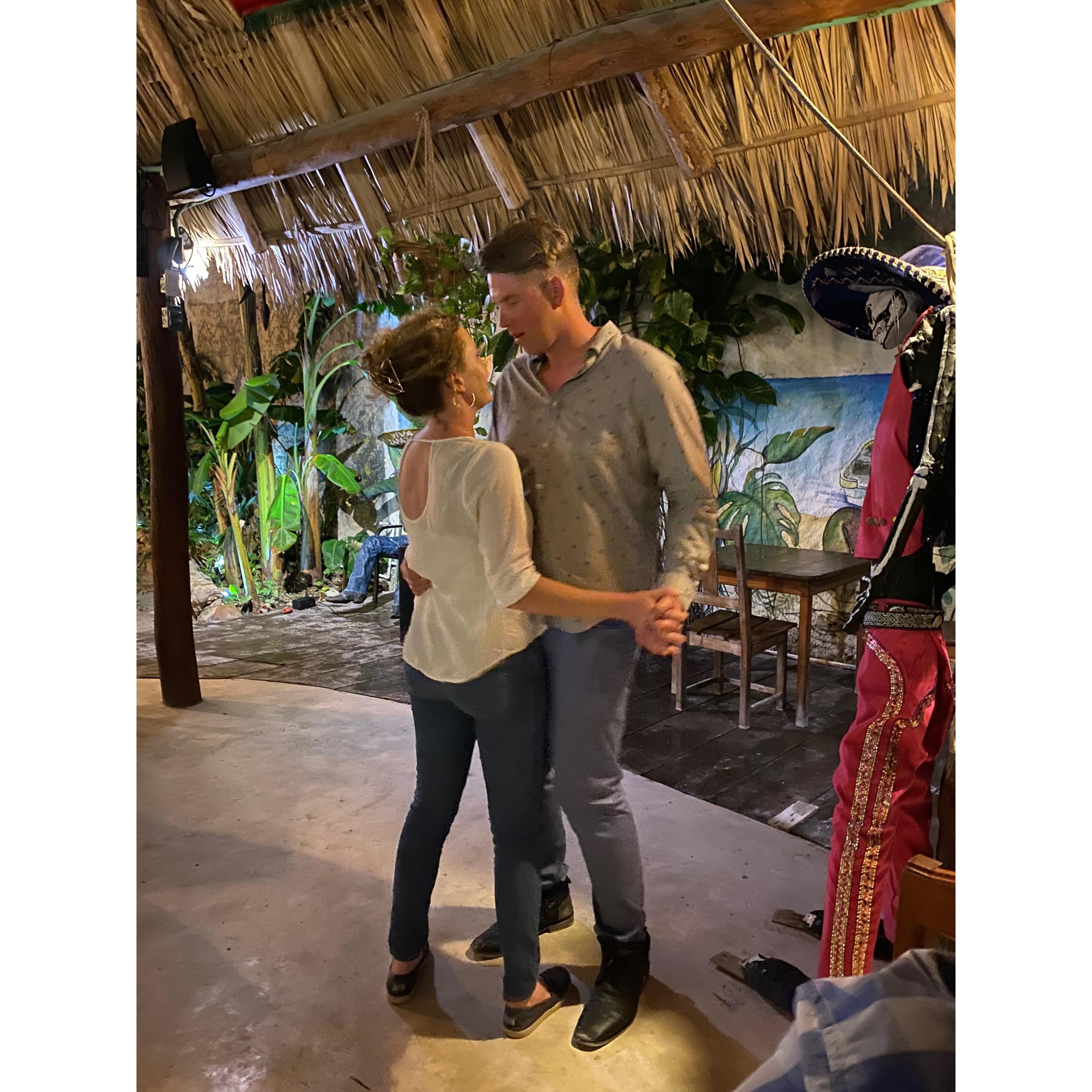 Dancing at Zapata in Holbox in November 2020.