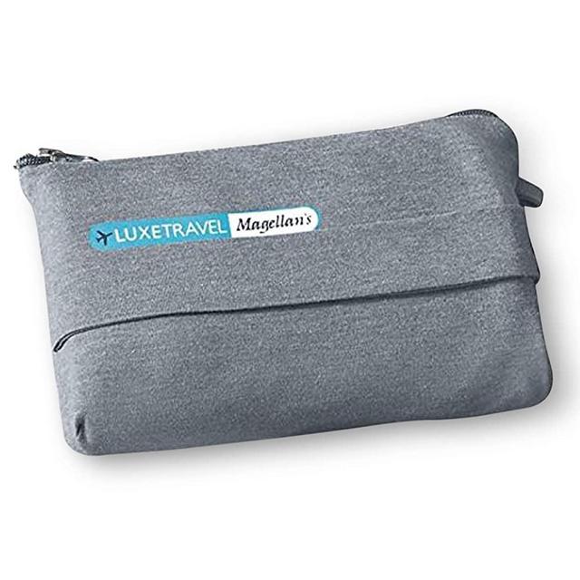 Portable, Soft, Lightweight Travel Blanket with Bag for Airplane, Taxi Cabs, Concerts or Picnics; Back Strap to Attach to Luggage (Smoke)