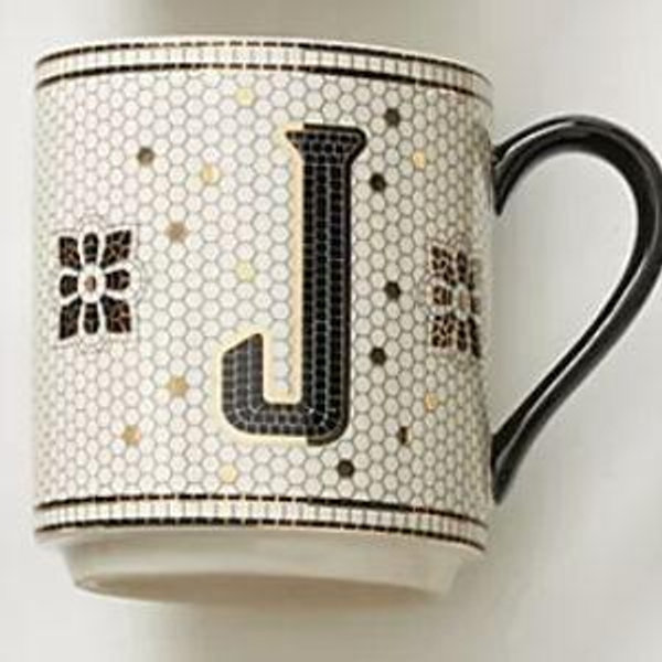 The Bistro Tile Stoneware Mug: Monogram Edition