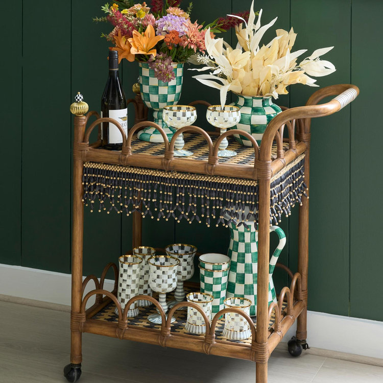 MacKenzie-Childs, Emerald Check Stainless Steel Vase | Zola