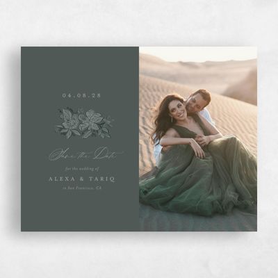 Dark Seaweed, Green Wedding Save the Date - Siena Classic