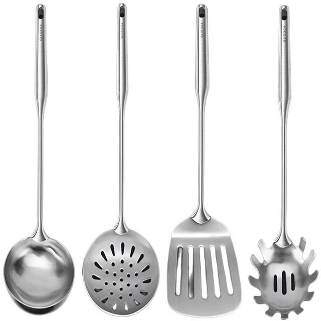 Stainless Steel Kitchen Utensils Set-Cooking Utensils Set-Kitchen Tool Set-Heat Resistant Kitchen Wok Cooking Tools-Kitchen Gadgets