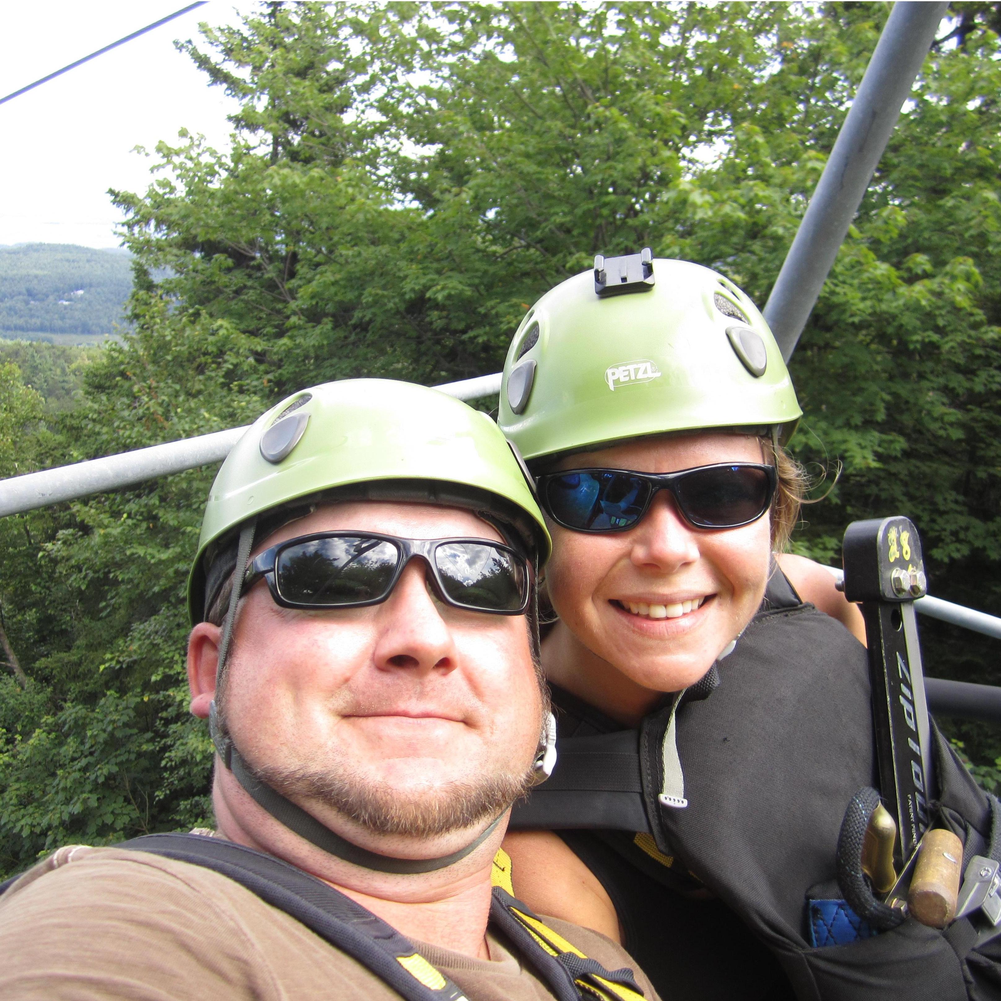 Zip lining at Gunstock Mountain