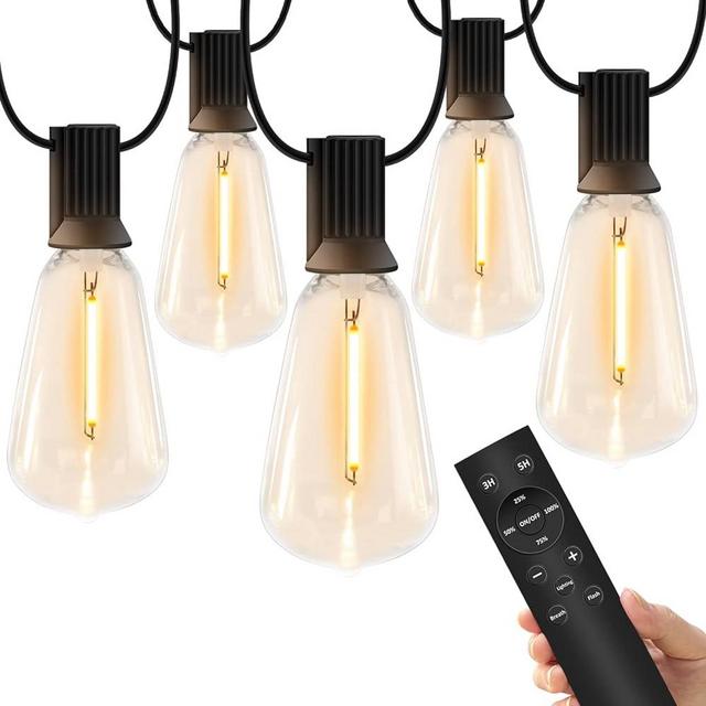 YOYONACY 100 FT Outdoor String Lights for Outside – LED Patio Lights Waterproof with Dimmer Remote – Hanging Lights Shatterproof ST38 Vintage Edison Bulbs Porch Backyard Cafe Bistro (Max 300 FT)