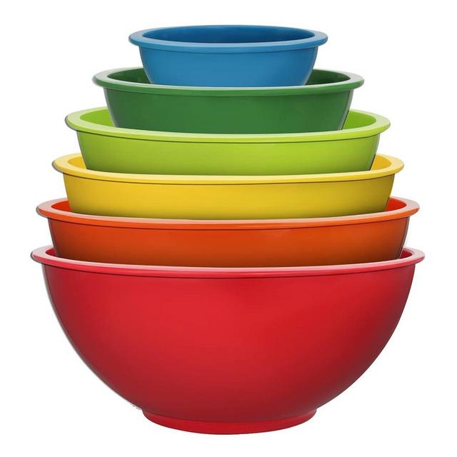 ATRDTO Classic Mixing Bowl Set, BPA Free Plastic, Microwave and Dishwasher Safe,Ideal for Baking, Prepping, Cooking and Serving Food (Set of 6)