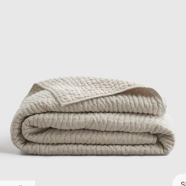 European Linen Cotton Stitch Quilt - Natural