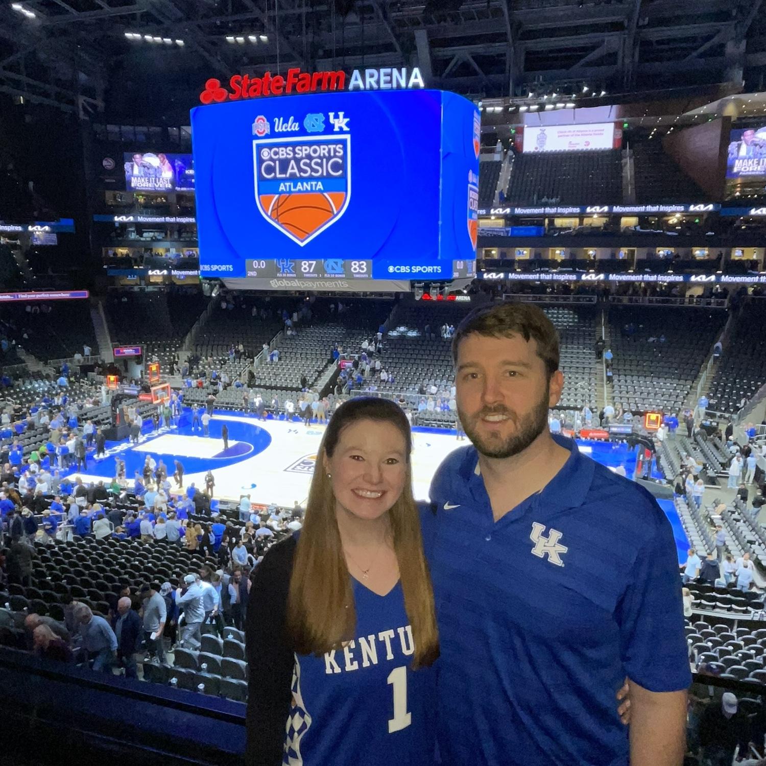 Kentucky win against UNC. Kelly met John's dad Jim for the first time, December 2023