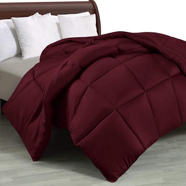 Utopia Bedding Comforter Duvet Insert - Quilted Comforter with Corner Tabs - Box Stitched Down Alternative Comforter (King, Burgundy)
