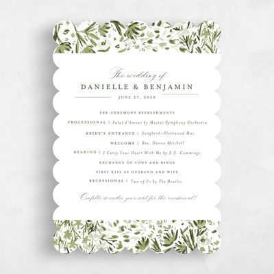 Green Scalloped Wedding Program - Giverny