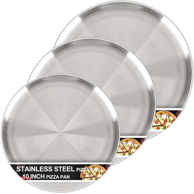 Pizza Pan Set for Oven, Non-Stick Stainless Steel Pizza Pans, Round Pizza Steel Tray for Baking Supplies & Kitchen, Restaurant, Home (13.5 Inch & 12 Inch & 10 Inch), Dishwasher Safe & Easy Clean