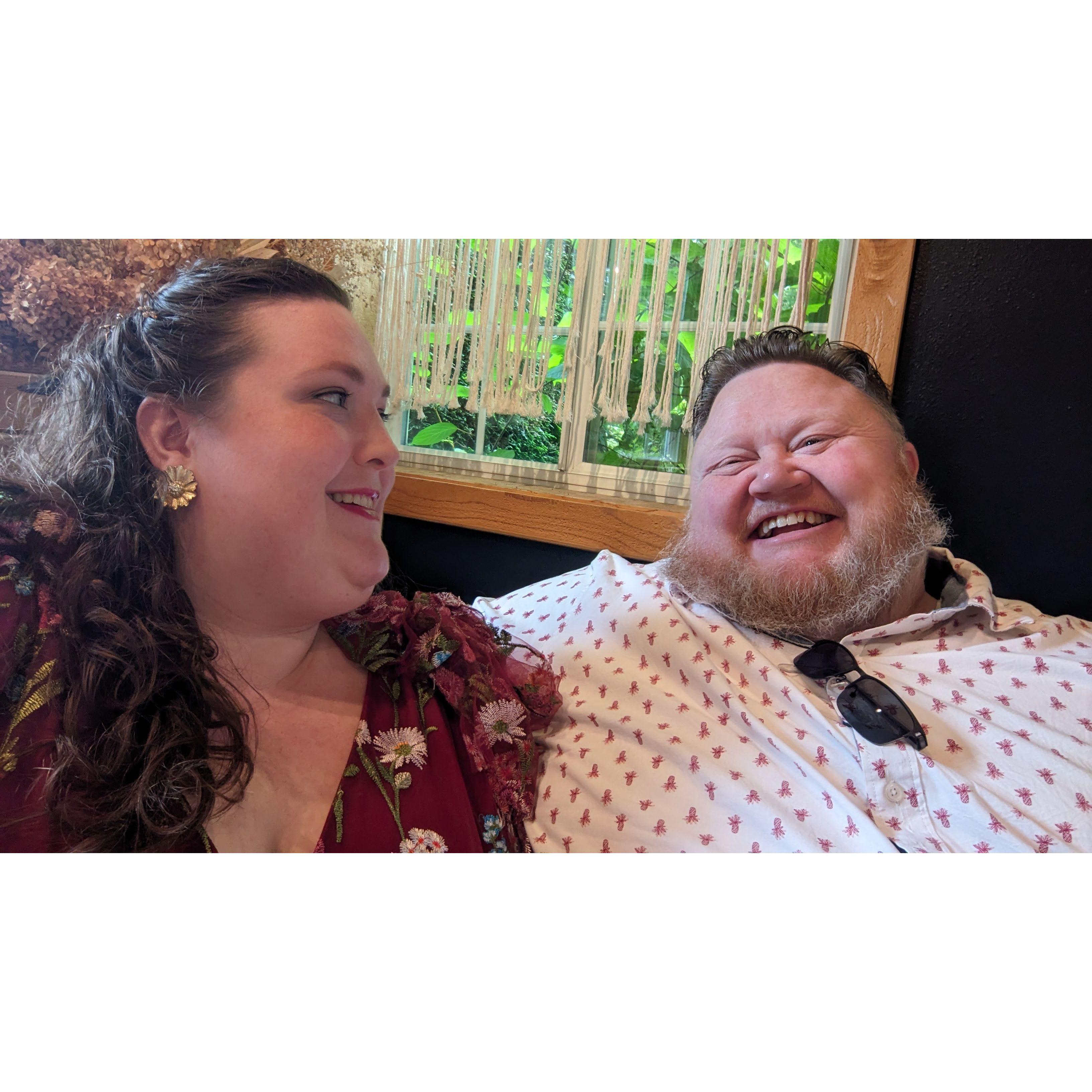 Zach being goofy in an effort to stop yet another panic spiral from Beth about being way to early at a friend's wedding.