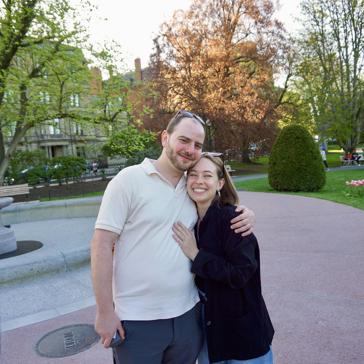 Ben proposed at the Boston Public Garden in April 2025
