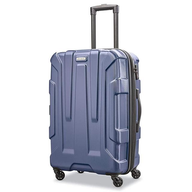 Samsonite Centric Hardside Expandable Luggage with Spinner Wheels, Navy Blue, Checked-Medium 24-Inch