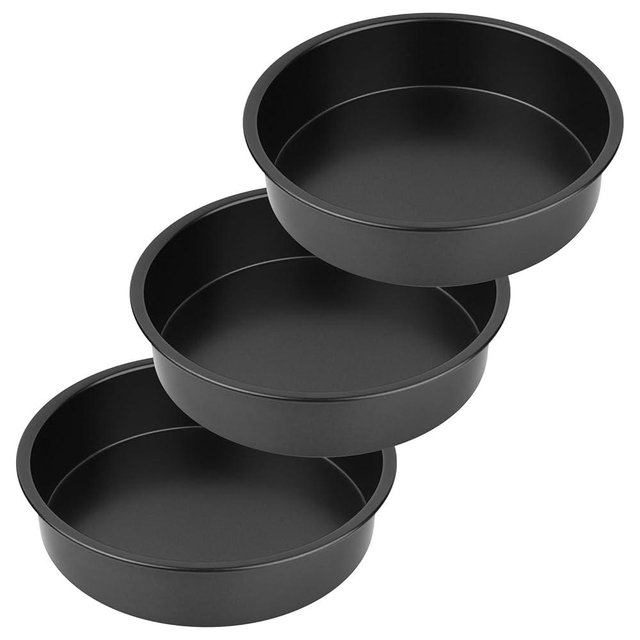 Fri4Free 8” Round Cake Pans - 3PCS Nonstick Round Baking Cake Pan, Mold,Dish, Flan, Tin, Carbon Steel Baking Set, Essential Bakeware