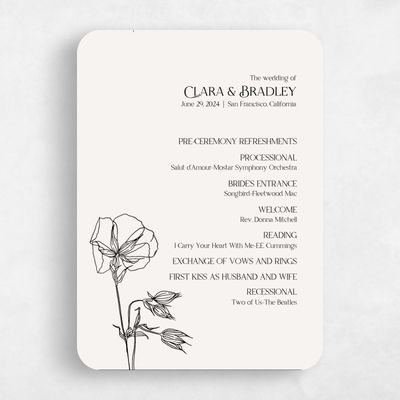 Beige Rounded Wedding Program - Flora