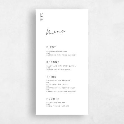 White Wedding Menu - Garret