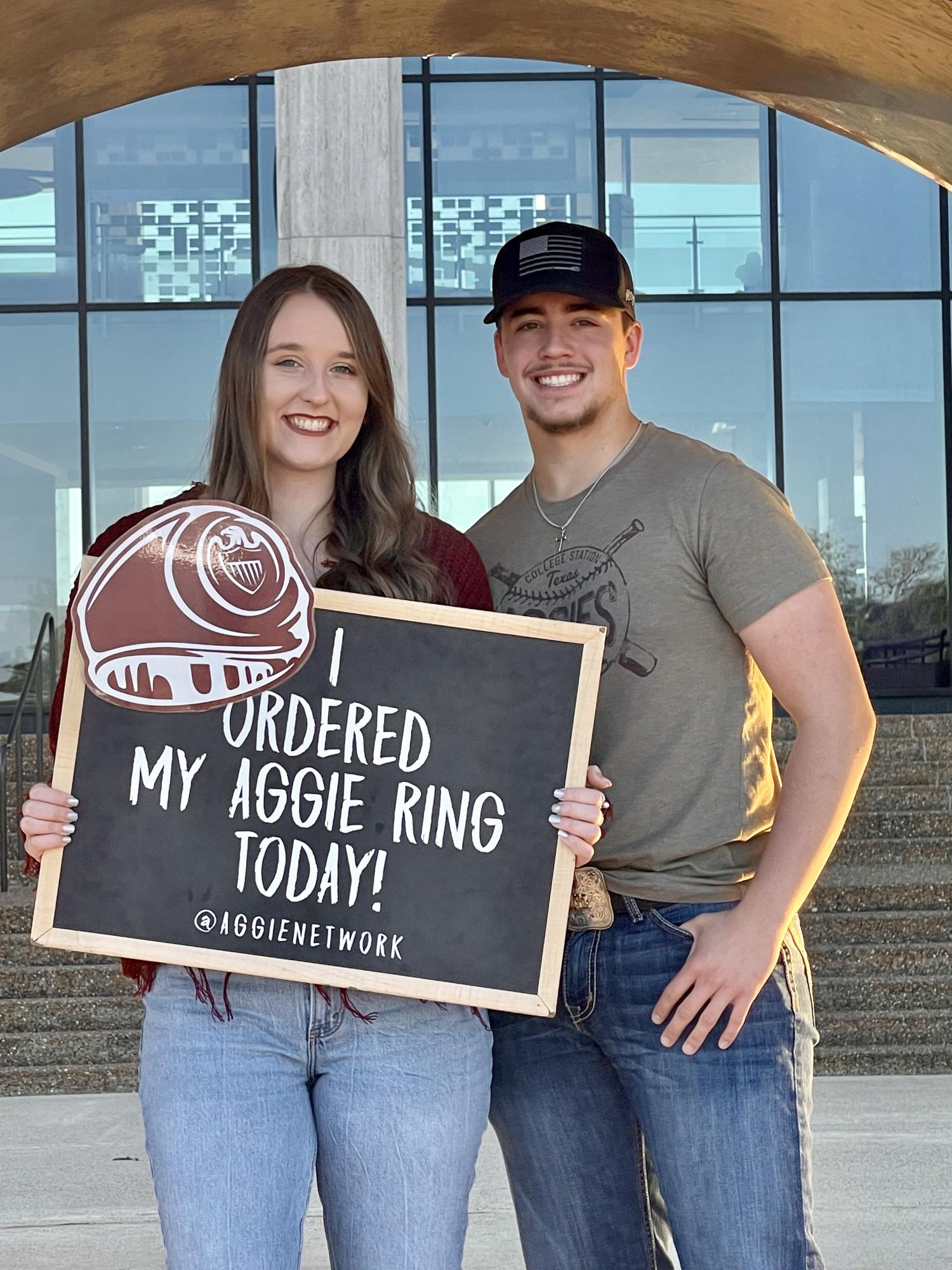 Brandt was able to be stay in Texas just long enough for when Kalyn ordered her Aggie ring over Christmas break!