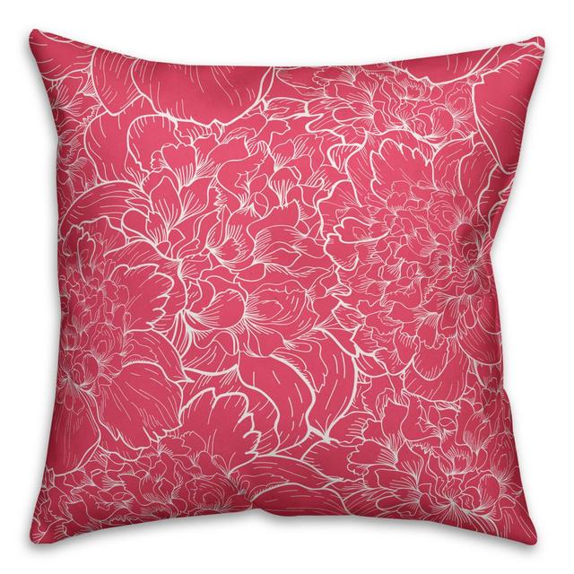 Designs Direct Florals Indoor/Outdoor Square Throw Pillow in White/Pink