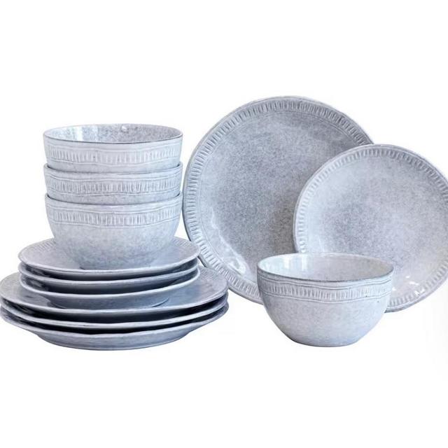 12-Piece Violet Stoneware Dinnerware Set