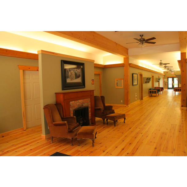 Interor Hall of Cougar Lodge:
- Rooms separated and line this hallway.
- Entrances to Lodge at both ends of large hallway
- Lounge off of hallway as well as male/female washrooms