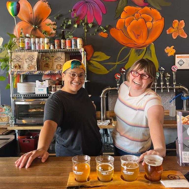 Officiant behind the bar!