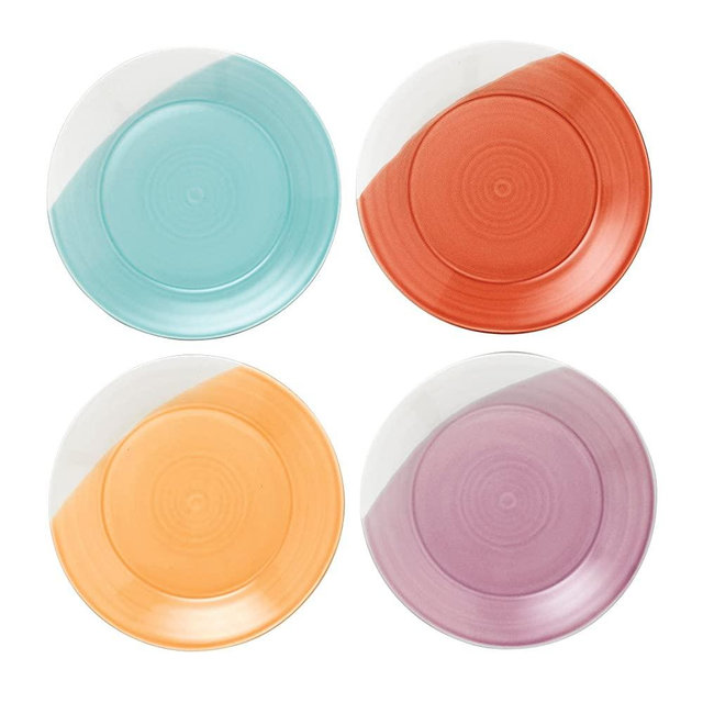 Royal Doulton Bright Colors Mixed Patterns Salad Plates (Set of 4), 9.4", Multicolor