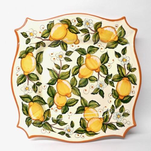Deruta Fior di Limone 15X15″ Scalloped Serving/Wall Platter