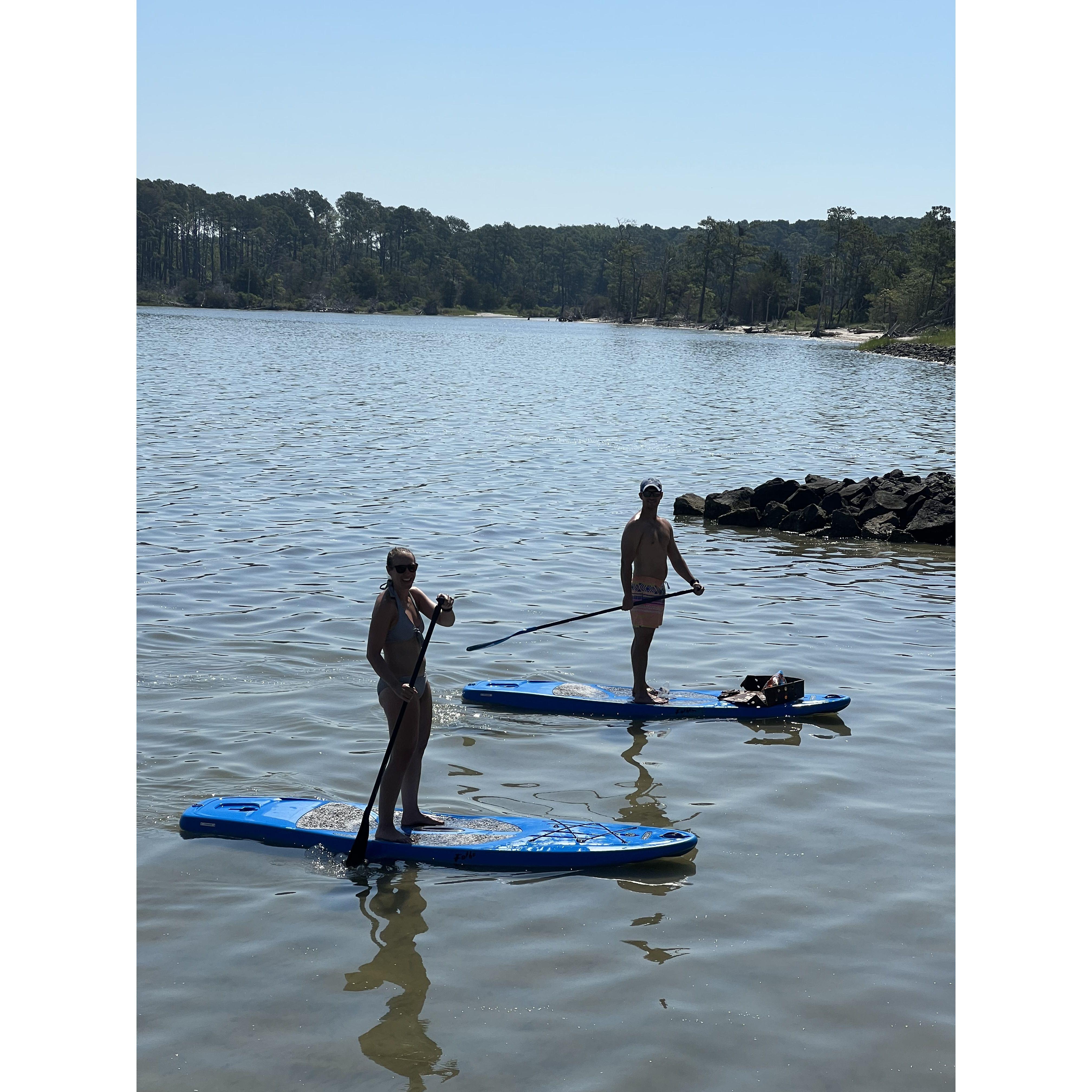 Paddleboarding on the river over 4th of July