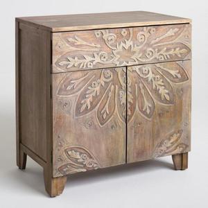 Gray Floral Medallion Carved Tara Cabinetu