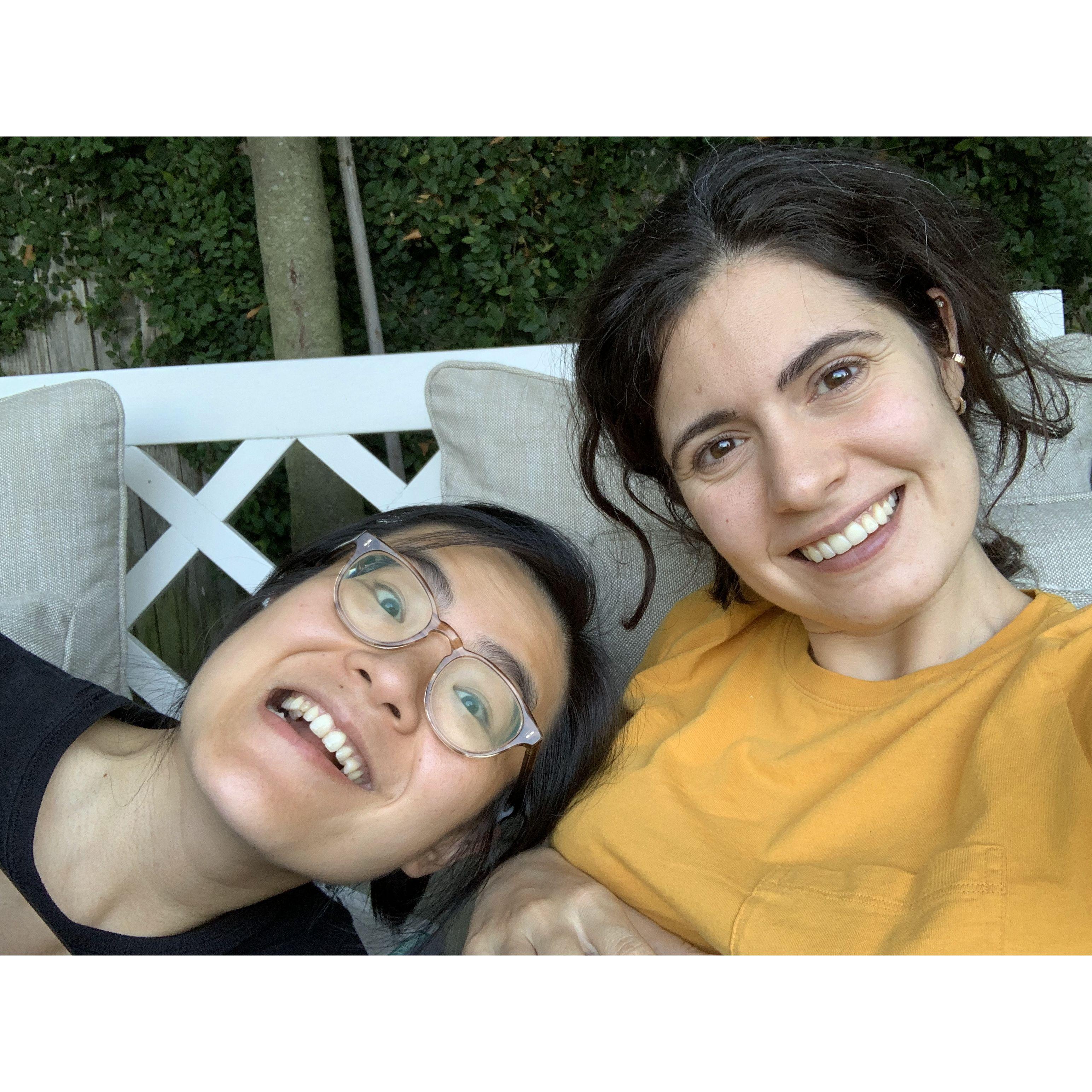 At Carlota and David's wedding in SF. Day bed in the garden is the best!