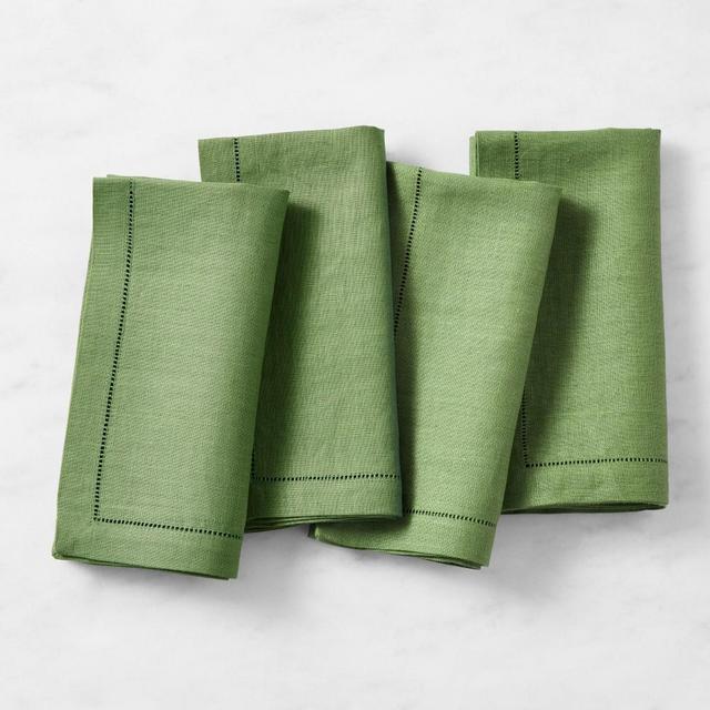 Italian Washed Linen Napkins, Set of 4, Green
