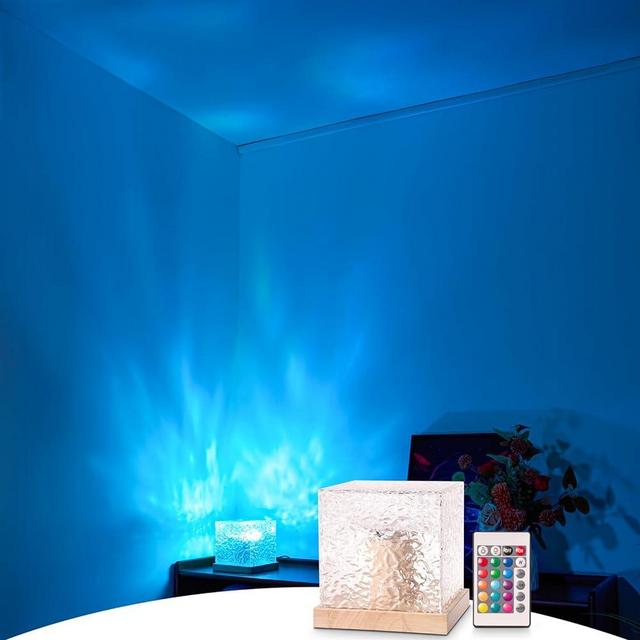 Ocean Wave Projector, 16 Color Lights for Bedroom Indoor Starry Night Light, Northern Lights Aurora Projector, 3D Night Light Water Wave Effect Ceiling Light Projector for Bedroom Room Decor (Square)