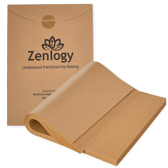 Parchment Paper Sheets 12x16 for Baking - Unbleached Chlorine-free, High Heat, Non-Stick Pre-Cut Parchment Paper for Half Sheet Pans (200 sheets)